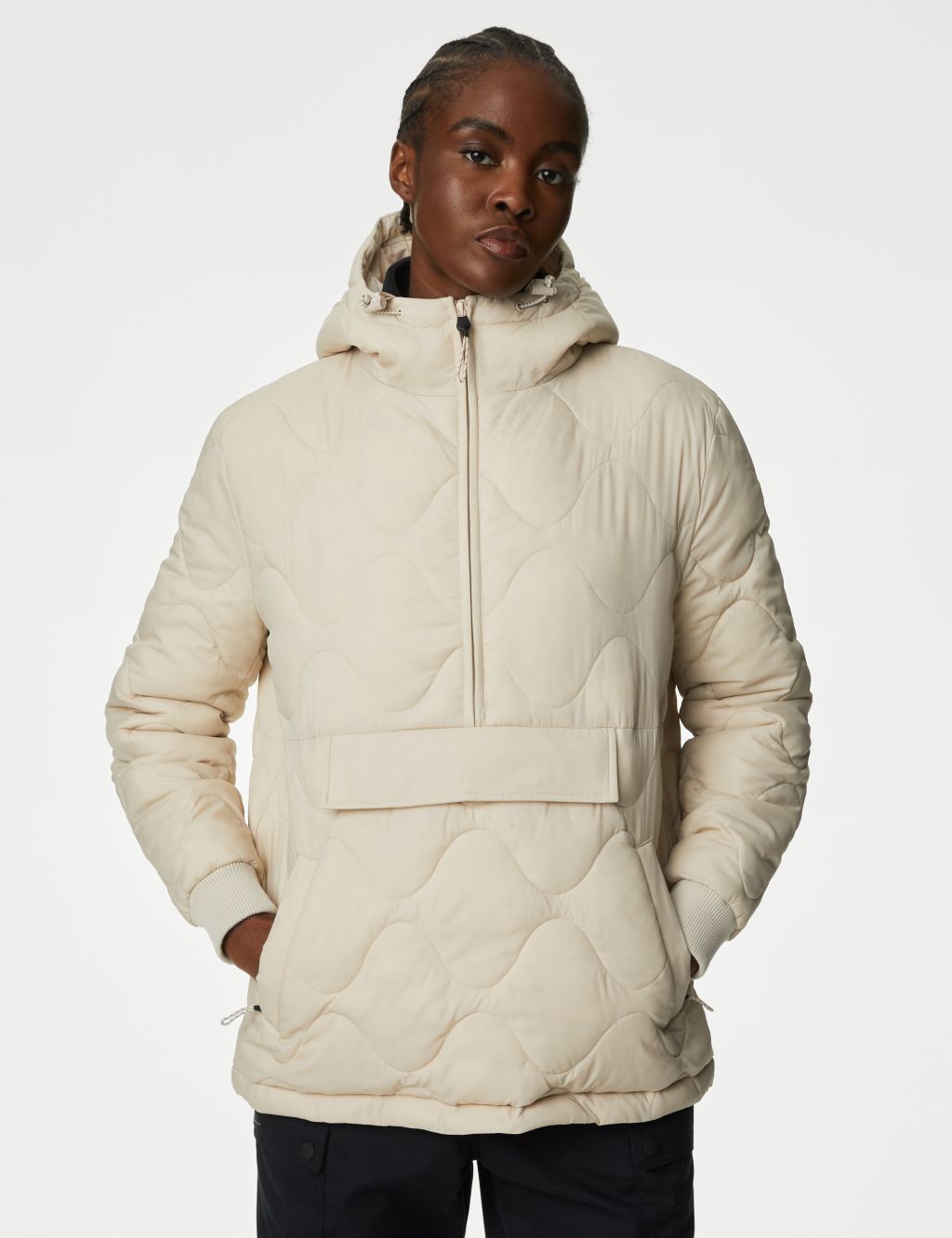 Quilted Half Zip Hooded Puffer Jacket image 1