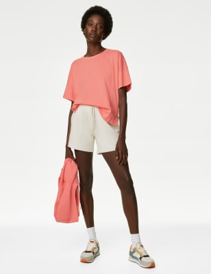 

Womens Goodmove Extra großes T-Shirt aus reiner Baumwolle mit U-Ausschnitt - Bright Coral, Bright Coral