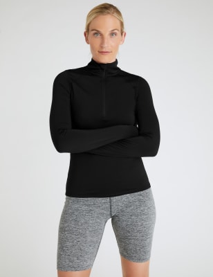 

GOODMOVE Camiseta de running de manga larga con media cremalleraWomens - Black, Black