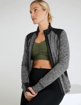 

Womens GOODMOVE Zipped Through Run Top - Grey Marl, Grey Marl