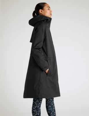 Wo Parka imperméable coupe longue à capuche - Black