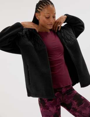 

GOODMOVE Chaqueta polar maxi de borreguito con capucha acolchadaWomens - Black, Black