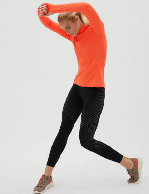 

Womens GOODMOVE Thermo-Laufoberteil mit Stehkragen und Strukturmuster - Bright Orange, Bright Orange