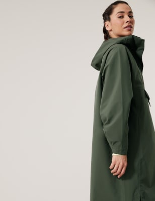 

GOODMOVE Poncho impermeable con capuchaWomens - Dark Olive, Dark Olive