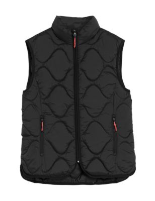 

Womens GOODMOVE Quilted Zip Up Funnel Neck Puffer Gilet - Black, Black