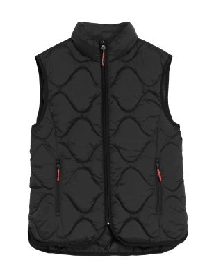 

Womens GOODMOVE Quilted Zip Up Funnel Neck Puffer Gilet - Black, Black