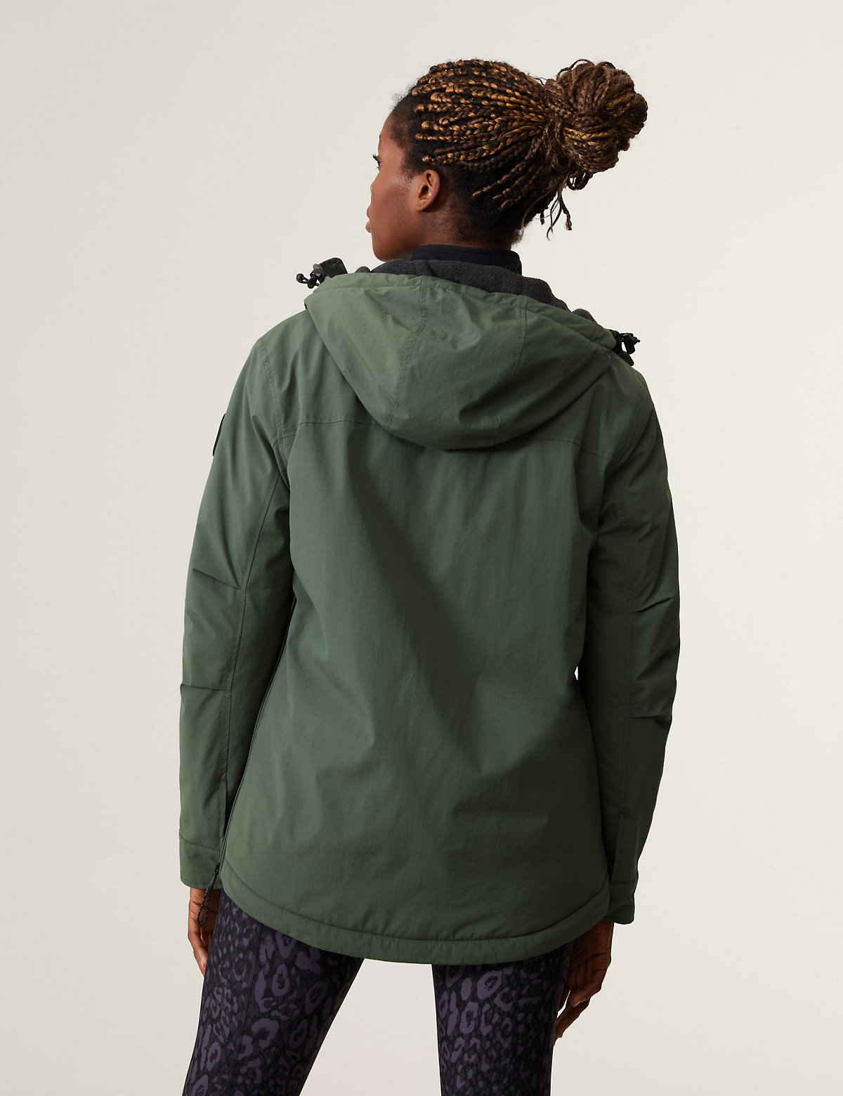 Fleece Lined Half Zip Hooded Jacket