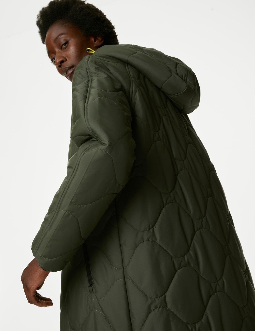 Khaki Green Long Quilted Potters Jacket 