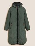 Quilted Fleece Lined Hooded Longline Parka