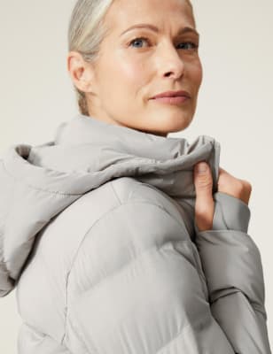 

Womens Goodmove Zip Up Padded Hooded Longline Coat - Lichen, Lichen