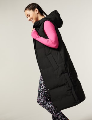 

Goodmove Chaleco largo acolchado con relleno de plumas y plumónWomens - Black, Black