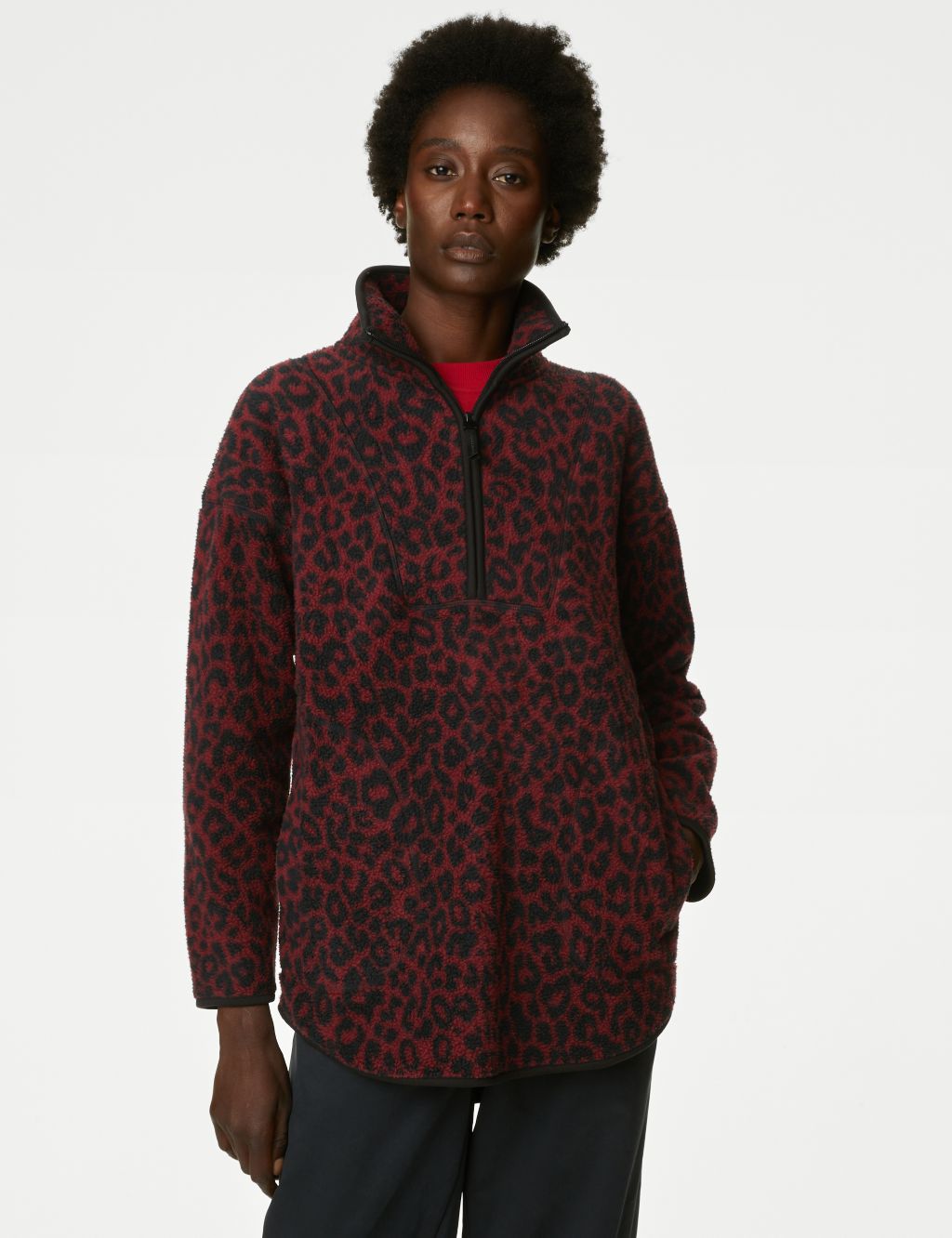 Half Zip Animal Print Fleece Jacket image 4