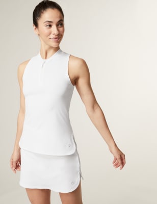 

Goodmove Top con espalda de malla con media cremallera y cuello altoWomens - White, White