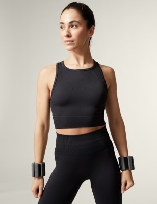 

Womens Goodmove High Neck Seamless Fitted Crop Top - Carbon, Carbon