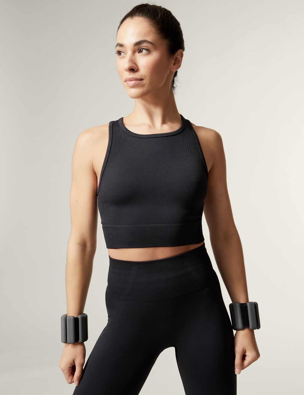 High Neck Seamless Fitted Crop Top image 1