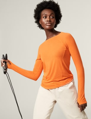 

Womens Goodmove Lightweight Base Layer Fitted Top - Tangerine, Tangerine
