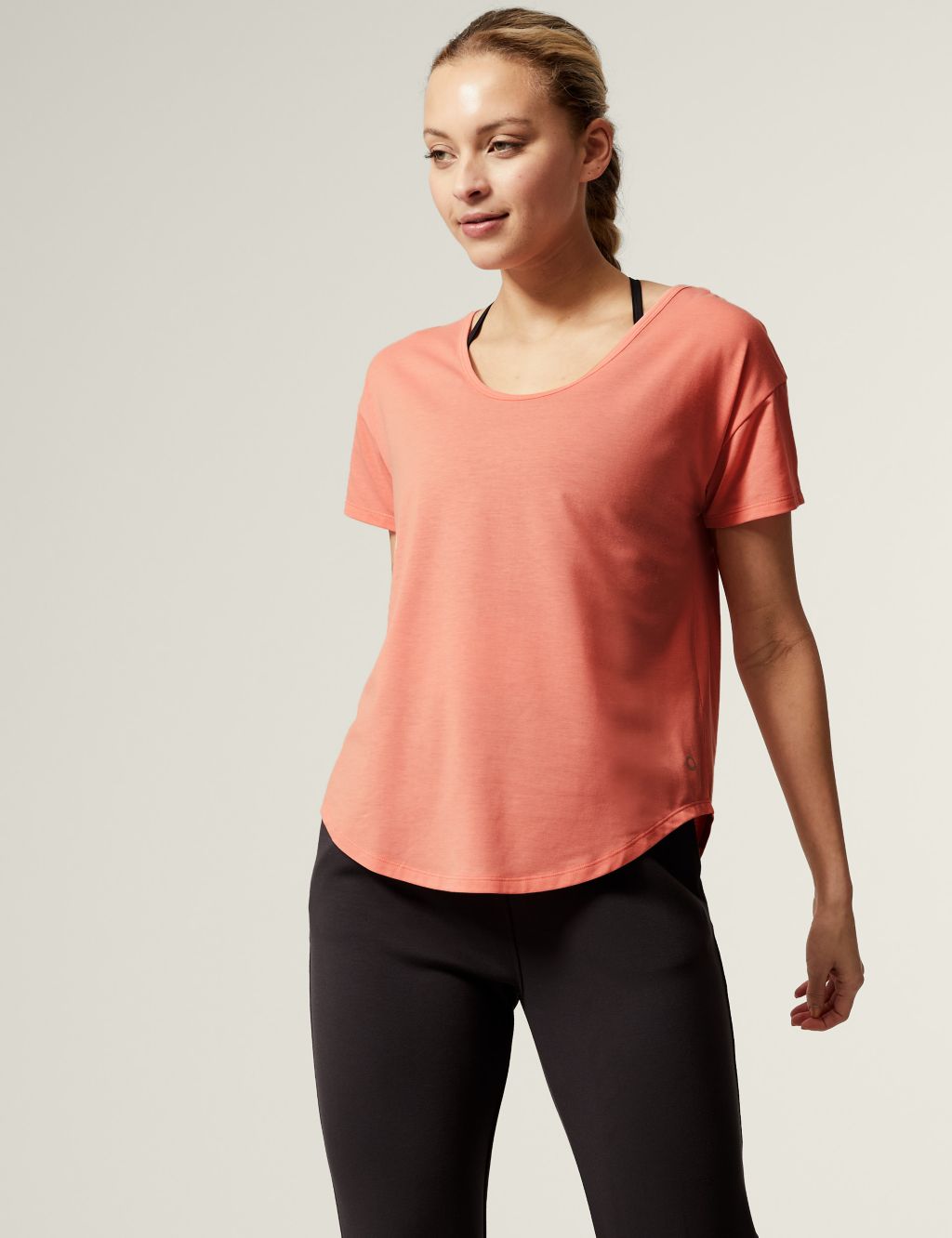 Scoop Neck Cross Back Yoga T-Shirt image 2