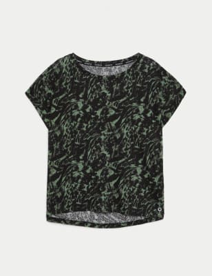 Printed Scoop Neck Relaxed T-Shirt