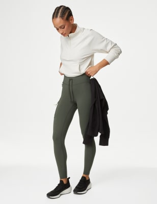 Goodmove, High Flared Yoga Leggings - Dark Olive