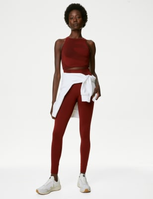 

Womens Goodmove Auf Figur geschnittenes, nahtloses, kurzes bauchfreies Oberteil mit U-Ausschnitt - Dark Red, Dark Red