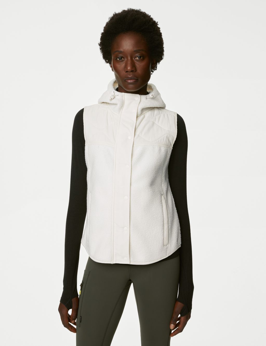 Borg Quilted Zip Up Hooded Gilet image 3
