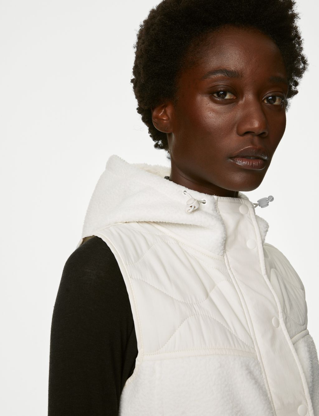 Borg Quilted Zip Up Hooded Gilet image 4