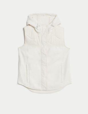 Borg Quilted Zip Up Hooded Gilet