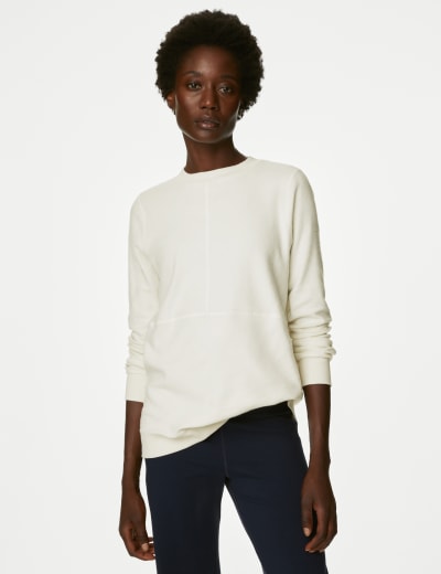 Cotton Rich Crew Neck Longline Sweatshirt