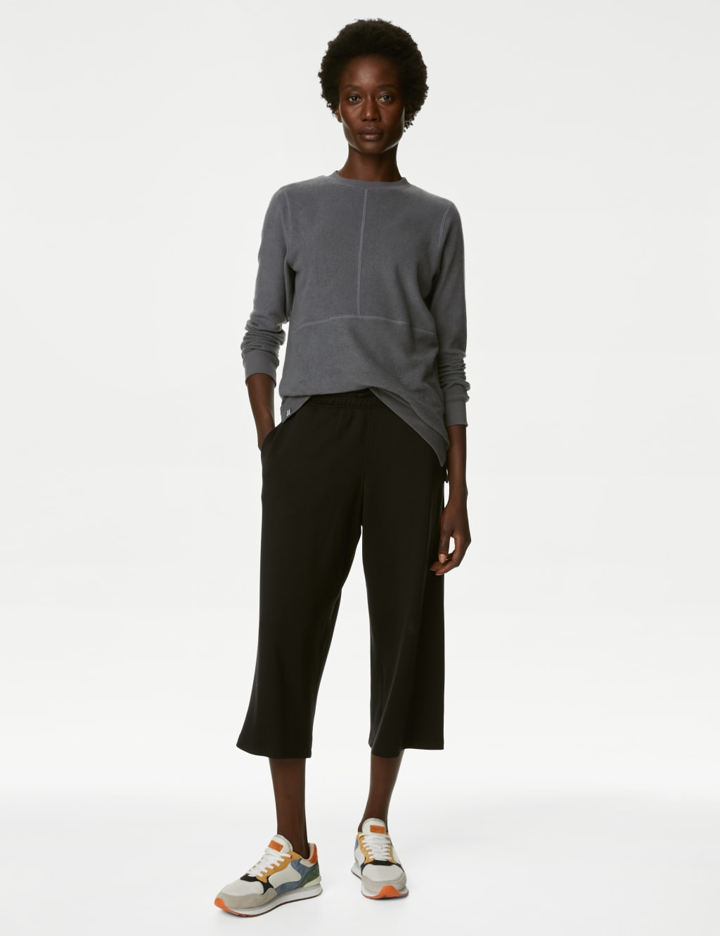 Cotton Rich Crew Neck Longline Sweatshirt image 3