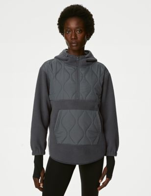 Borg Quilted Hooded Fleece Jacket