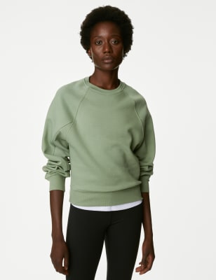 

Goodmove Sudadera informal de algodón con escote cerradoWomens - Bright Sage, Bright Sage