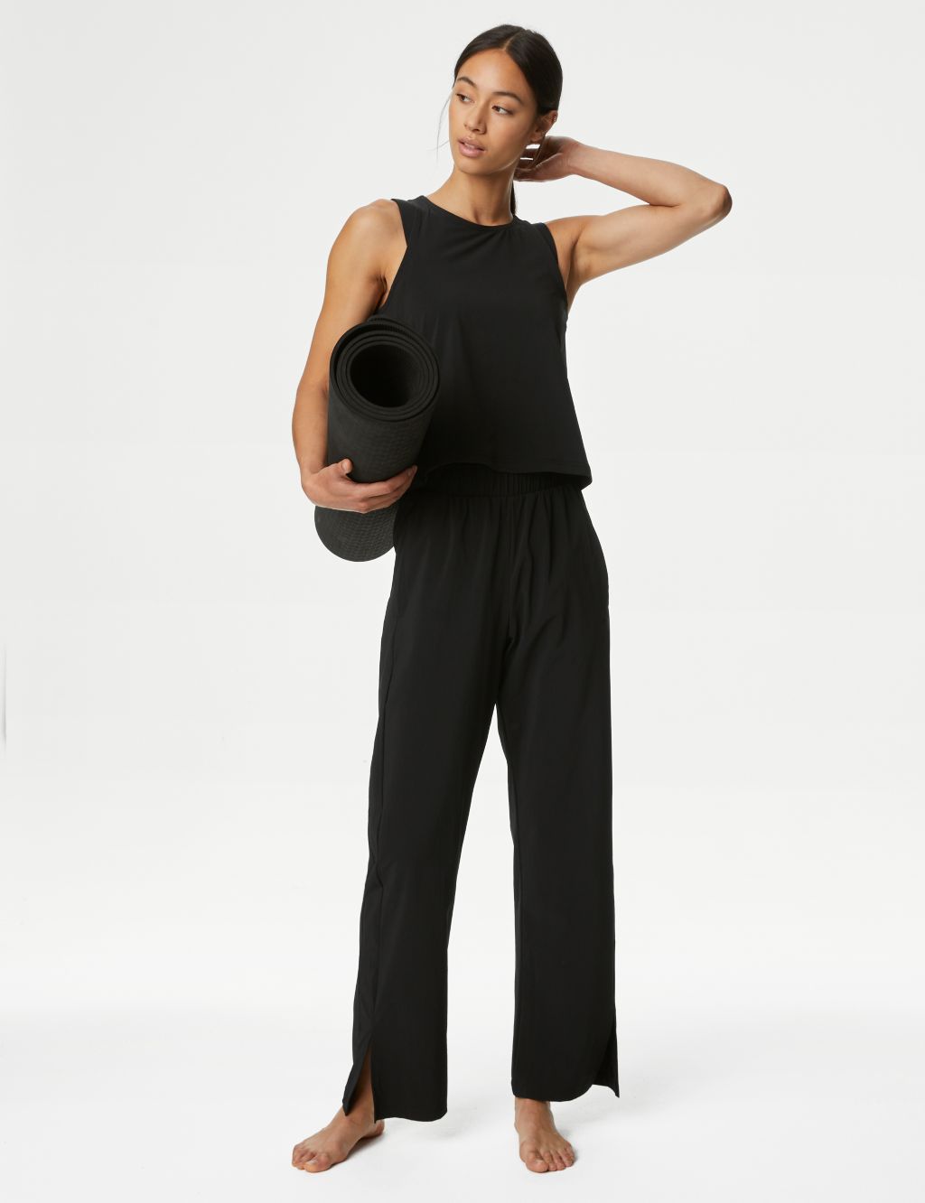 Woven High Waisted Wide Leg Trousers