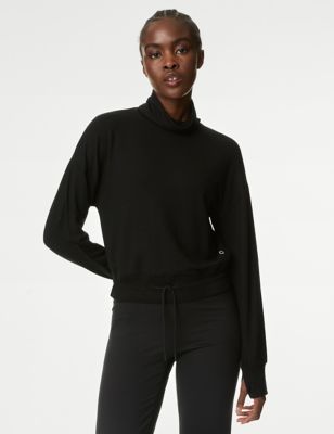 

Womens Goodmove Modal Rich Funnel Neck Crop Sweatshirt - Black, Black