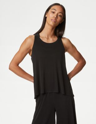 

Womens Goodmove Modal Rich Textured Scoop Neck Vest Top - Black, Black