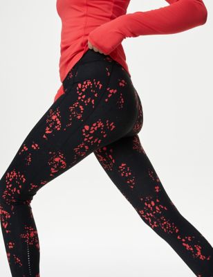 Goodmove Women's Go Train Printed High Waisted Gym Leggings - 8 - Red Mix, Red Mix