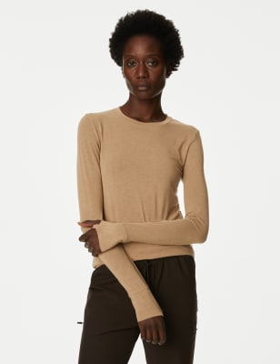 

Womens Goodmove Oberteil mit Rundhalsausschnitt und Merinotec™ - Latte, Latte