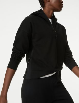 Cotton Rich Mesh Panel Relaxed Hoodie - CZ