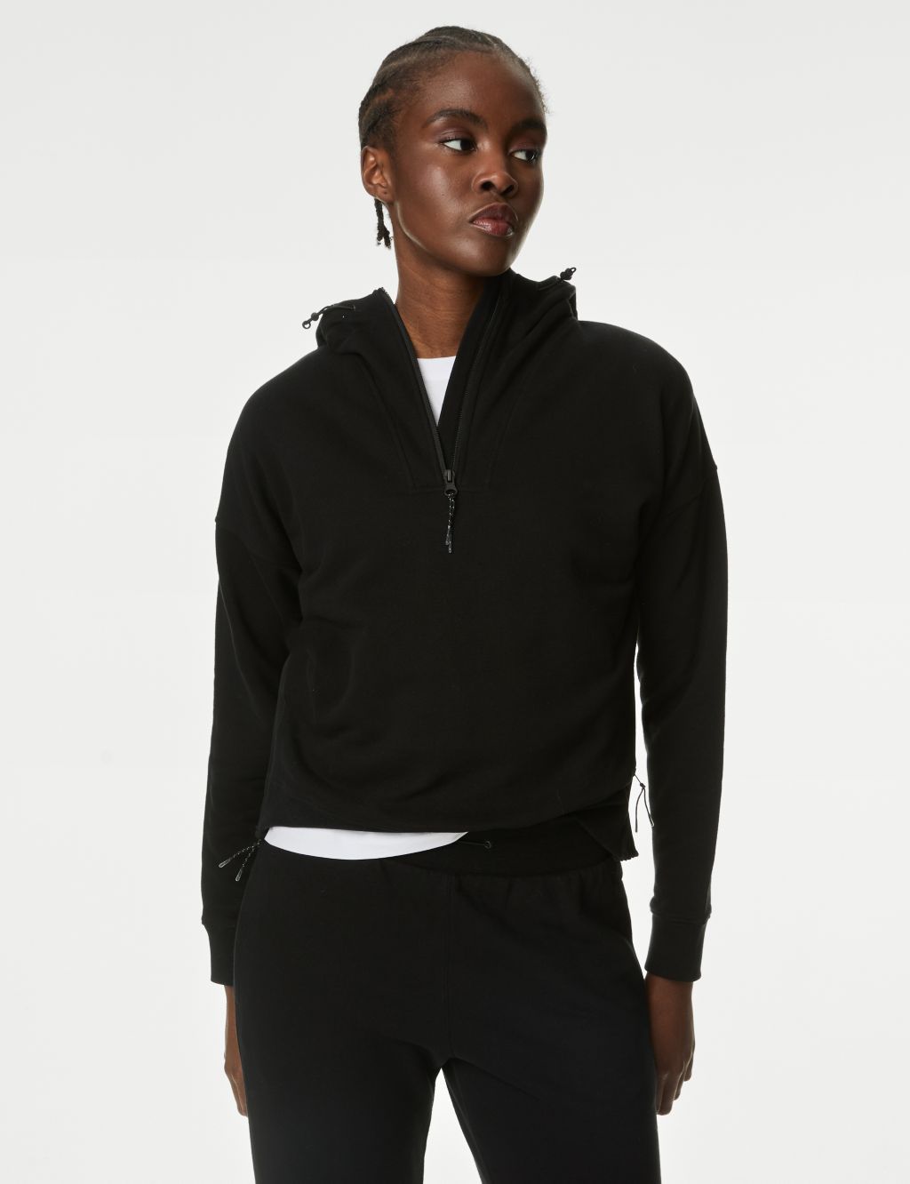 Cotton Rich Mesh Panel Relaxed Hoodie image 4