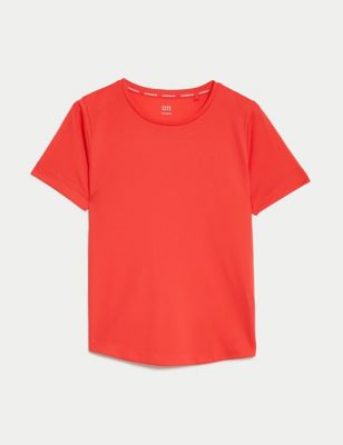 

Womens Goodmove Textured Scoop Neck Fitted T-Shirt - Flame, Flame