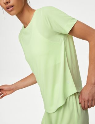 

Womens Goodmove Textured Scoop Neck Fitted T-Shirt - Pale Green, Pale Green