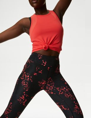 

Womens Goodmove Go Train High Waisted Cropped Gym Leggings - Red Mix, Red Mix
