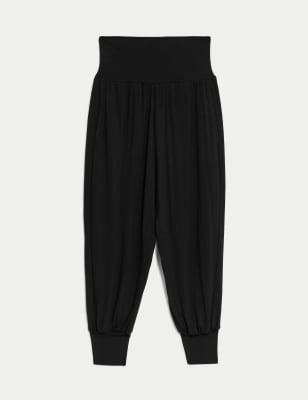 Gaiam Women's Jogger Yoga Pants - Mid Rise Waist Performance Fleece Jogging  Bottoms - Black (Tap Shoe), X-Small