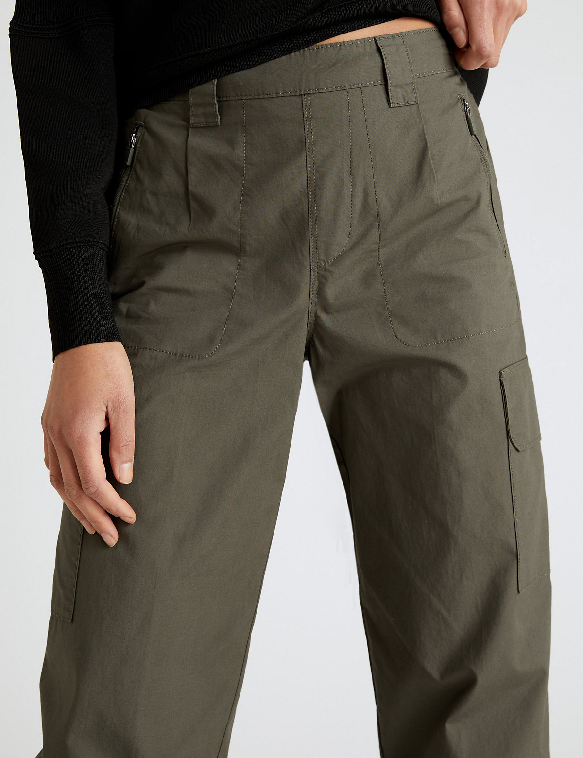 Pure Cotton Utility Cuffed Walking Trousers