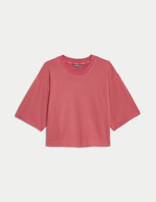 Scoop Neck Relaxed T-Shirt with Cotton