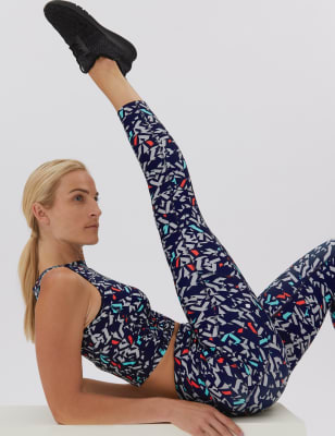 SWEATY BETTY Power Workout Leggings In Beetle Blue Mystical Floral