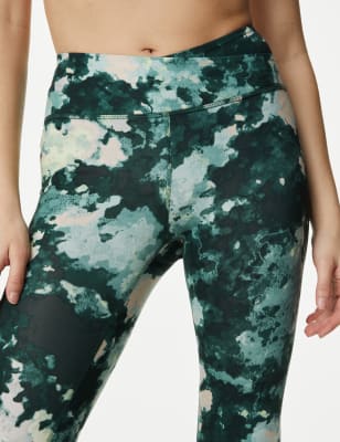 Goodmove Womens Go Balance Printed Wrap Waist Yoga Leggings - 6 - Sage Mix, Sage Mix