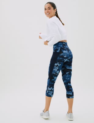 

Womens GOODMOVE Go Train Printed Cropped Gym Leggings - Navy Mix, Navy Mix