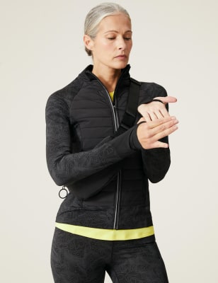 Marks And Spencer Womens GOODMOVE Reflective Padded Zip Up Running Jacket - Black Mix