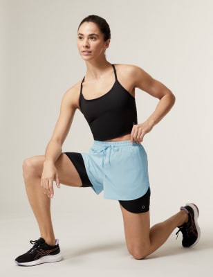 

Womens Goodmove Woven Layered Gym Shorts - Powder Blue, Powder Blue