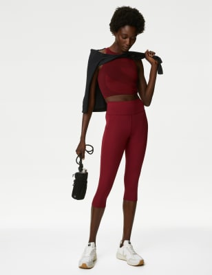 

Womens Goodmove Go Move Cropped Gym Leggings - Dark Red, Dark Red